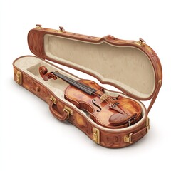 Obraz premium Violin in case antique vintage musical instrument orchestra stringed instrument classical music brown case