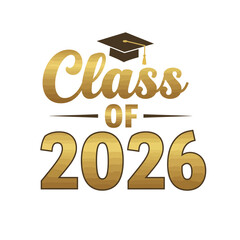 Class of 2026 - Typography. black text isolated white background. Vector illustration of a graduating class of 2026. graphics elements for t-shirts, and the idea for the sign