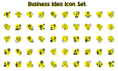 Business name Idea Icon Set. Business Analysis Editable Stroke Line Icons. Symbol. innovation, strategy, values, loyal customers, identity, brand value, design, logo, .svg