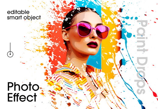 Paint Drops Heavy Dispersion Art Photo Effect Mockup