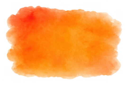 Vivid orange watercolor splash spreading across transparent background, delivering bright artistic visual impact for graphic design projects