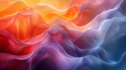 Obraz premium Vibrant abstract waves of color in warm and cool tones, creating a dynamic and fluid visual experience perfect for modern design and artistic projects.