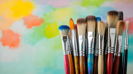 Fototapeta premium Colorful Paintbrushes On Colorful Background