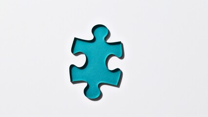 Obraz premium Teal puzzle piece isolated on white background