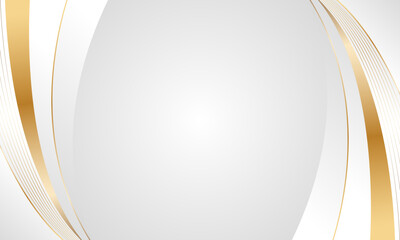 Elegant white-gray luxury curve background with gold lines. Abstract modern wallpaper. Suitable for templates, banners, covers, sales, events, awards, websites, pages and more