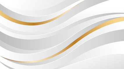 Elegant white-gray luxury wave background with gold lines. Abstract modern wallpaper. Suitable for templates, banners, covers, sales, events, awards, websites, pages and more