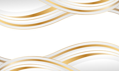 Elegant white-gray luxury wave background with gold lines. Abstract modern wallpaper. Suitable for templates, banners, covers, sales, events, awards, websites, pages and more