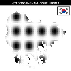 Medium dots map of gyeongsangnam in South Korea