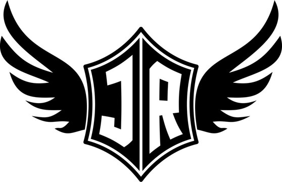 JR logo emblem with winged and shield template