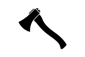 Illustration of a black axe with a wooden handle
