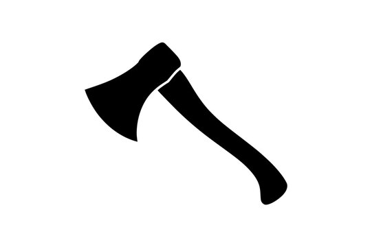 Illustration of a black axe with wooden handle