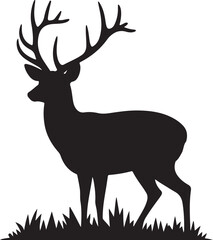 Fototapeta premium Majestic Deer in Forest Circle Silhouette striking circular vector.