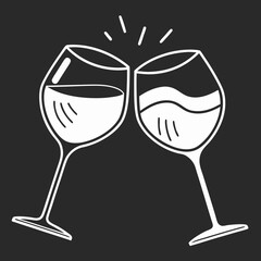 two glasses of champagne vector illustration