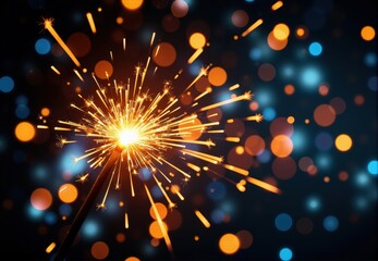 Burning Sparkler with Bokeh Lights