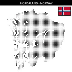 Medium dots map of hordaland in Norway