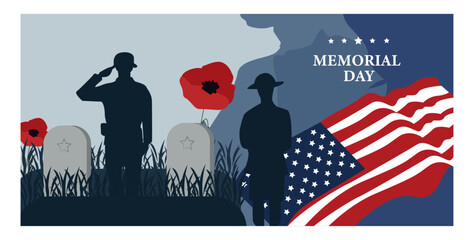 Memorial Day US Military Remembrance Vector Set-03