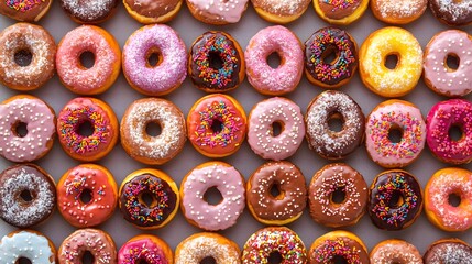 Donuts Seamless Pattern Sweet Yummy Bakery