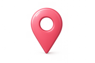 Pink location pin indicating precise coordinates on a transparent background, ideal for travel, navigation, and gps apps