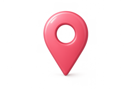 Pink location pin indicating precise coordinates on a transparent background, ideal for travel, navigation, and gps apps