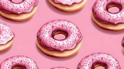 Donuts Seamless Pattern Sweet Yummy Bakery