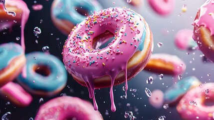 Donuts Seamless Pattern Sweet Yummy Bakery