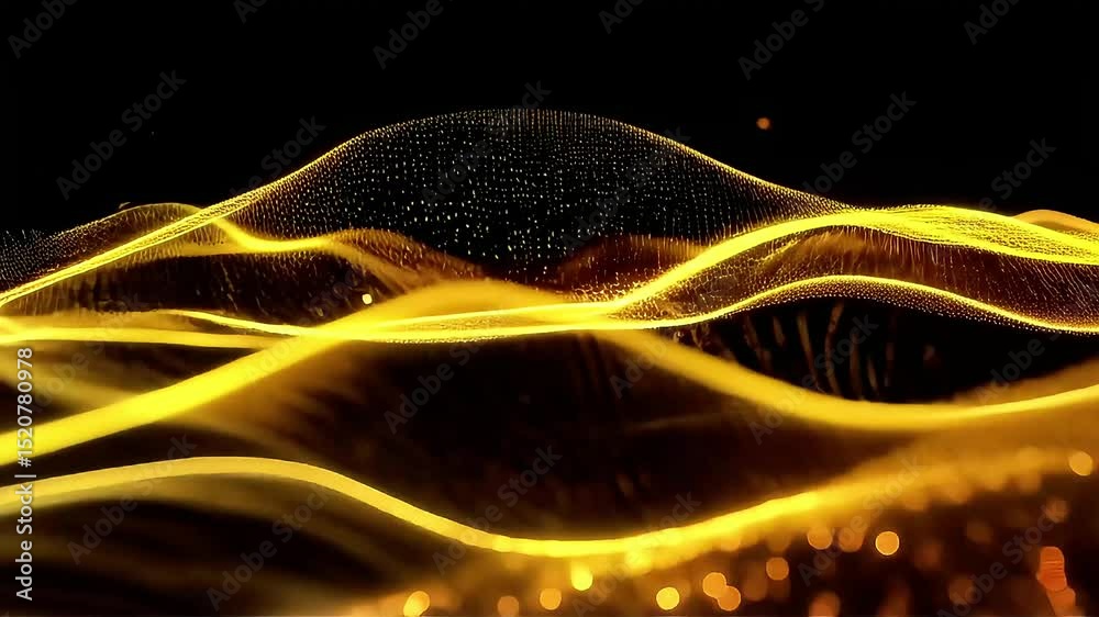 Poster Golden Particle Waves: Abstract Motion Background