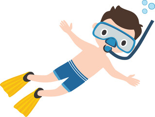 man with snorkeling equipment diving