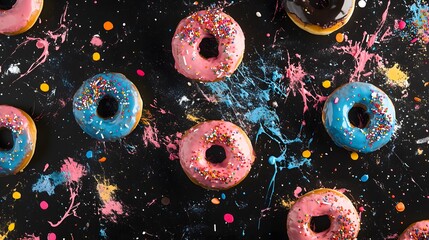 Donuts Seamless Pattern Sweet Yummy Bakery