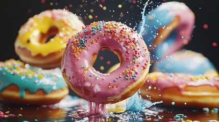 Donuts Seamless Pattern Sweet Yummy Bakery