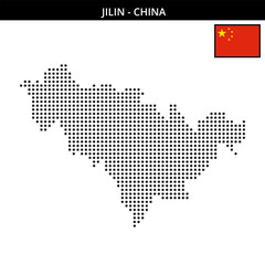 Medium dots map of Jilin in China