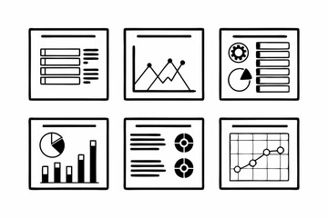 Hand drawn business charts and data reports