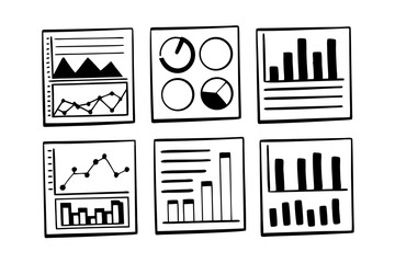 Hand drawn charts and graphs business data report