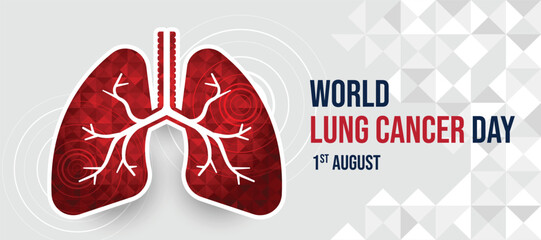World Lung cancer day Red lung with low poly texture and line circle ring layer in lung vector design