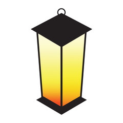 Simple yet elegant illustration of a traditional Islamic lantern glowing warmly. Isolated design element, perfect for Ramadan, Eid, or other cultural and religious festive decorations.