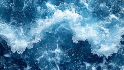 Fototapeta premium Dynamic Ocean Waves: Captivating close-up of crashing blue waves, showcasing the beauty and power of nature, perfect for coastal and aquatic-themed projects.