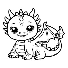 Cute Baby Dragon with Big Eyes and Tiny Wings Smiling