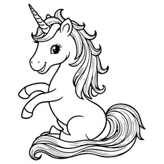 Adorable Baby Unicorn Sitting with Flowing Mane and Tail