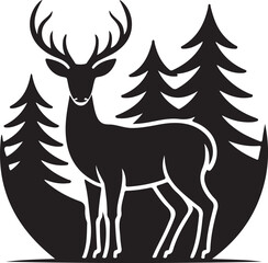 Majestic Deer in Forest Circle Silhouette striking circular vector.