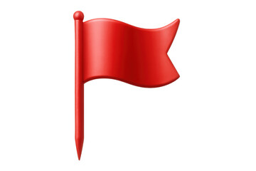 Red flag softly billowing, signaling location, marking goals, representing achievement against transparent backdrop