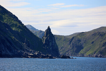 Rock needle on the coast of the North Cape Plateau, Norway
