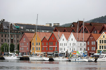 View of the harbor of the Norwegian city of Bergen, Norway