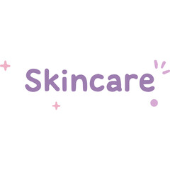 Text typoghraphy skincare with pink and purpleish spark