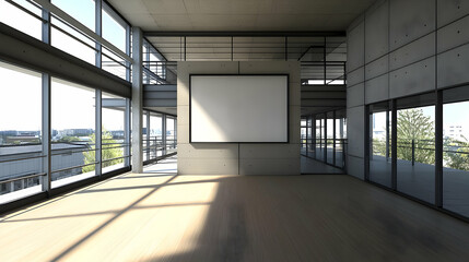 Modern Empty Room With Large Windows And City View
