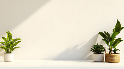 Simple White Background With Potted Plants