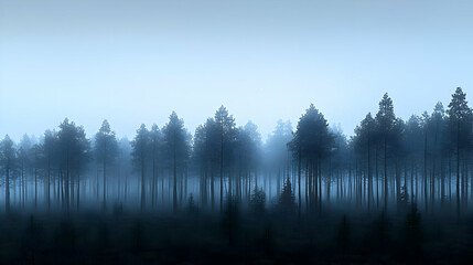Misty Pixelated Forest Landscape