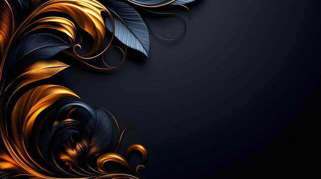 This sentence captures the main visual themes (black and gold, floral, ornate) and avoids using a colon, while remaining clear and descriptive Let me know if you'd like a shorter or more stylized vers