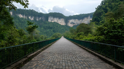 Paved Road Through Lush Mountain Valley