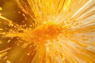 Yellow particles rush and radiate light in a dynamic exploration of motion and energy, yellow particles rush and light