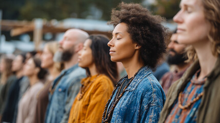 Obraz premium Mindful Community Meditation Retreat: Unity, Wellness, and Inner Peace Experience