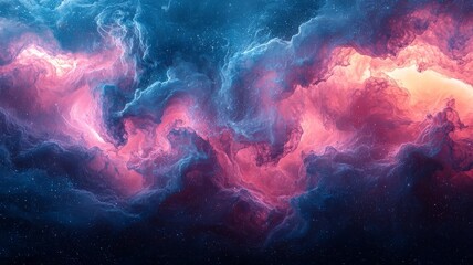 Vibrant cosmic nebula with swirling pink and blue clouds, evoking a sense of wonder and exploration in the universe, perfect for sci-fi and space-themed projects.